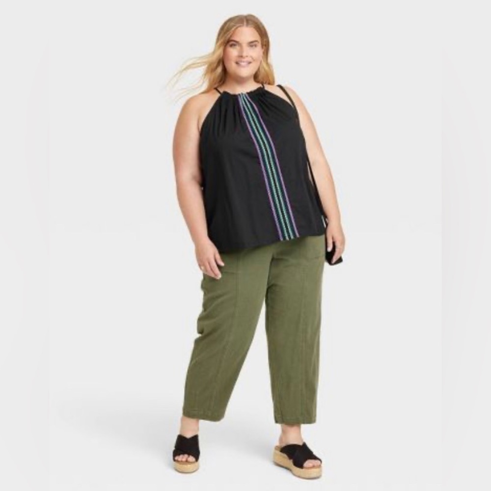 NWT Knox Rose™ Women's Woven Halter Tank Top Black - Picture 3 of 4